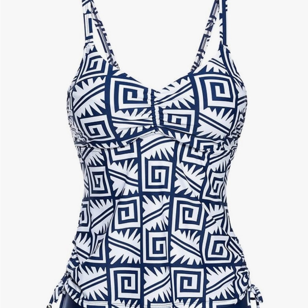 Navy and White Geometric Women's Swimsuit
